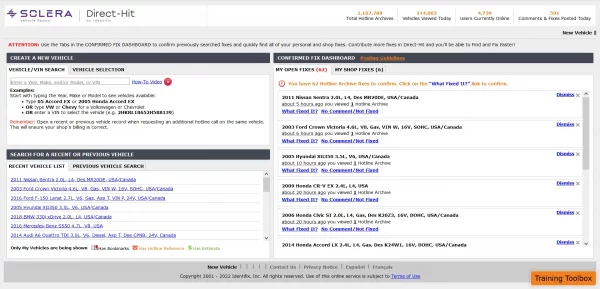 Identifix Online Main Page